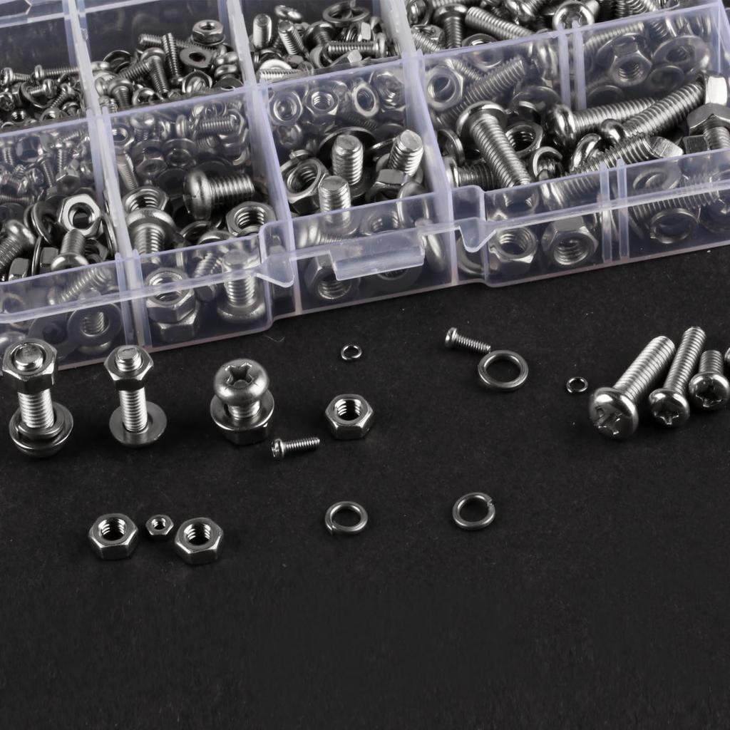 520 Pcs Bolts and Nuts Set, M2 M2.5 M3 M4 M5 Nuts and Bolts Assortment