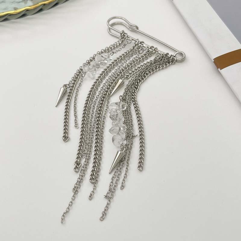 Retro Metal Chain Fringe Brooch Pin Punk Rock Multi Functional Pin for Jacket Denim Alter Pants Hem Shortener Decoration Jewelry