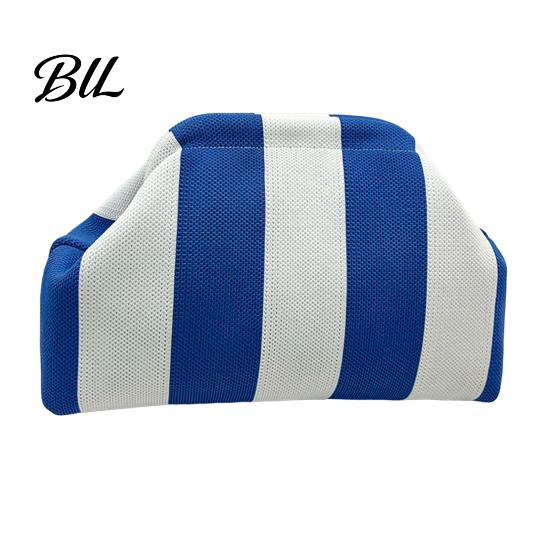 Kiss Lock Clutch Purse Woven Striped for Woman, Large Capacity Cosmetic Pouch, Portable Knit Dumpling Bag, Handbag Evening, Party Toiletry Bag