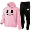 Marshmello Smile Face Hoodie Jogginghosen Set Unisex Oversized Lässig Winter Trainingsanzug