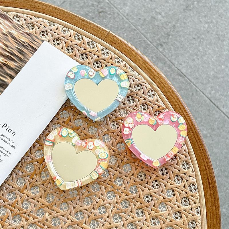 Heart Glitter Mirror Mobile Phone Airbag Bracket Wind Telescopic Paste Creative Ring Desktop Support Frame