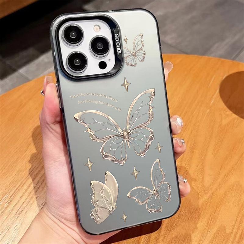 Butterfly Pattern Phone Case For Samsung Galaxy S24 S23 Ultra S22 Plus S21 FE A05 A14 A34 A54 A15 A35 A55 A53 A52 Plating Cover