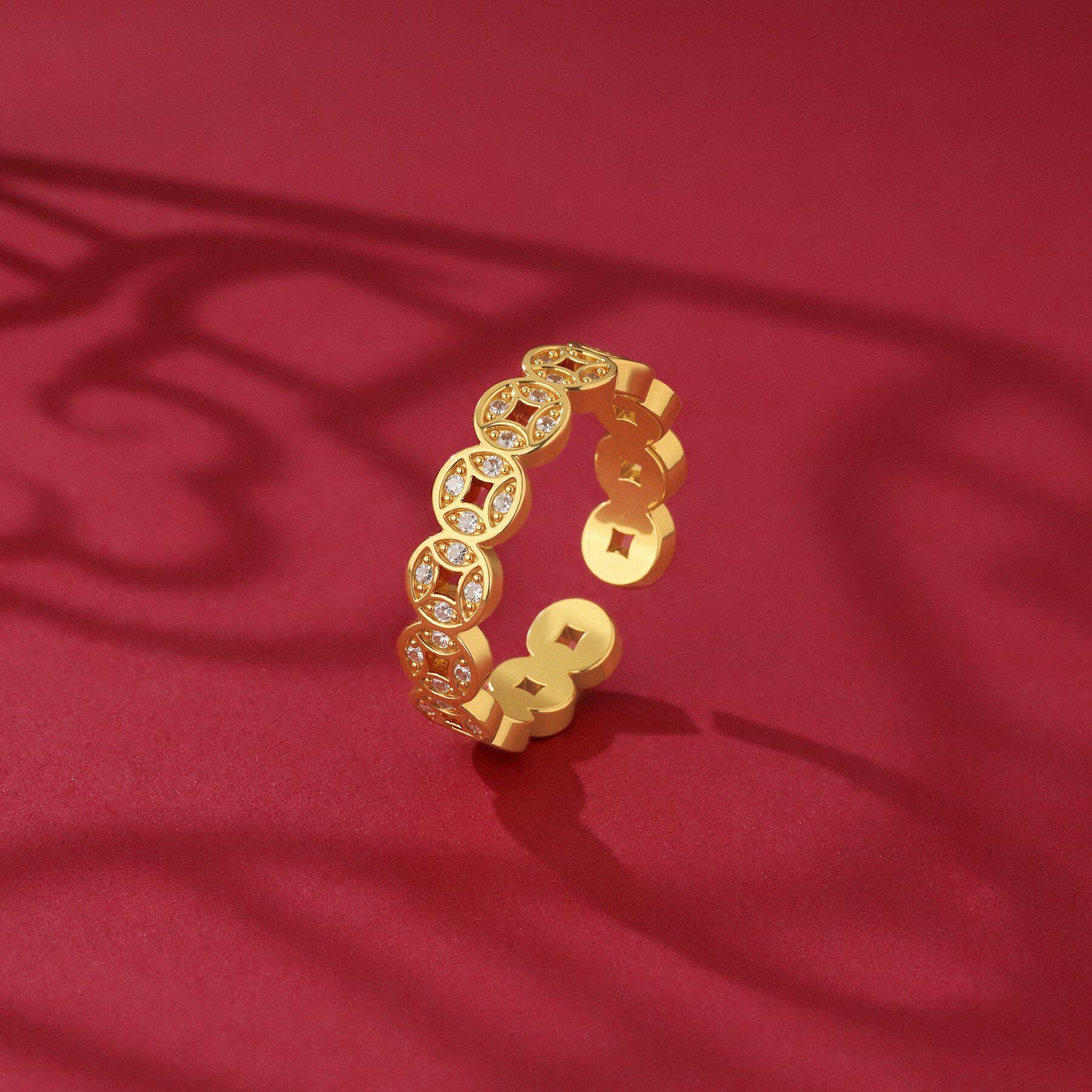 

2025 Retro Chinese Style Copper Coin Open Ring for Women – Simple & Versatile Design