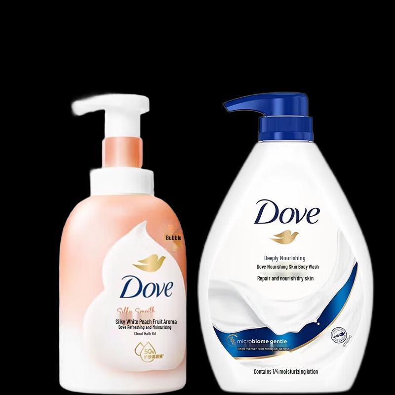 Dove White Peach Foaming Mousse & Deeply Nourishing Shower Milk Set
