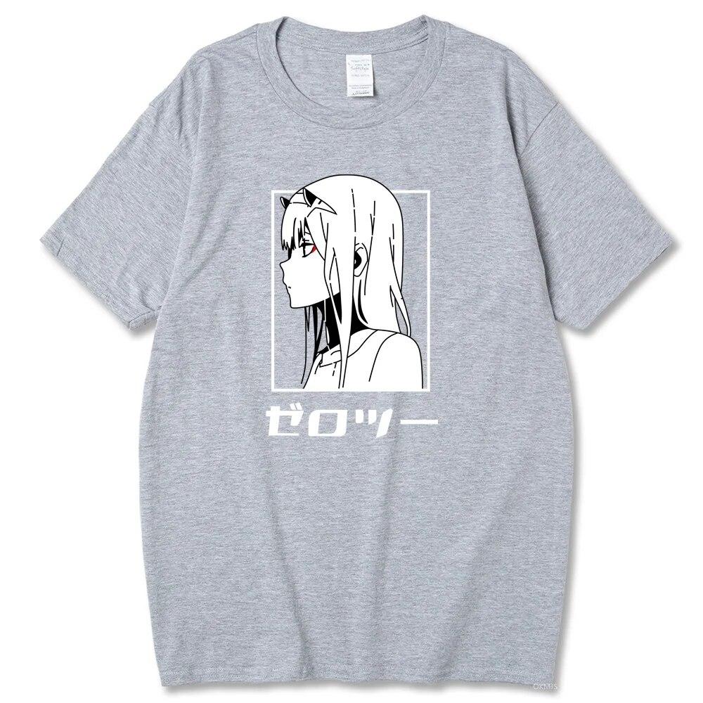 Tricou cu anime japonez Darling In The Franxx unisex Kawaii Cartoon Zero Two Tricou Harajuku Unisex Topuri Unisexga Tricou grafic Bărbați Unisex