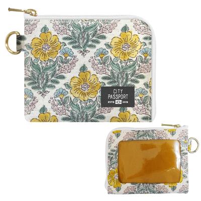 Simple, Slim, Small Wallet with a Floral Pattern In Yellow (Made In Japan, Perfect for Travel, Travel Accessories, or As a Stylish Commuter Pass