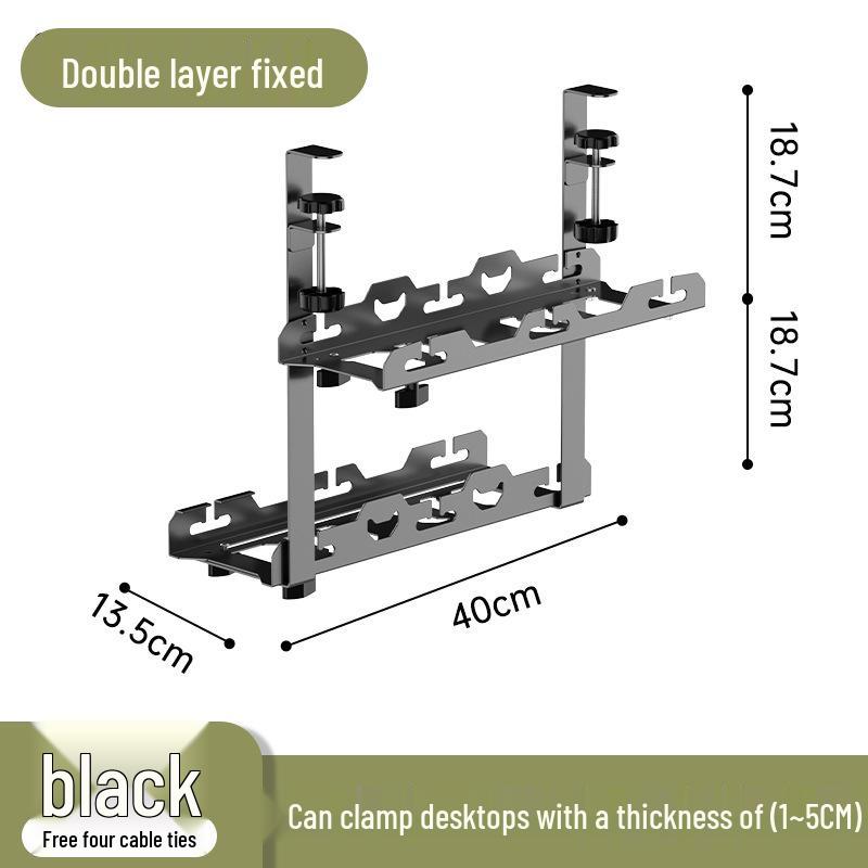 Retractable No-Drill Cable Organizer & Under-Desk Wire Management Rack