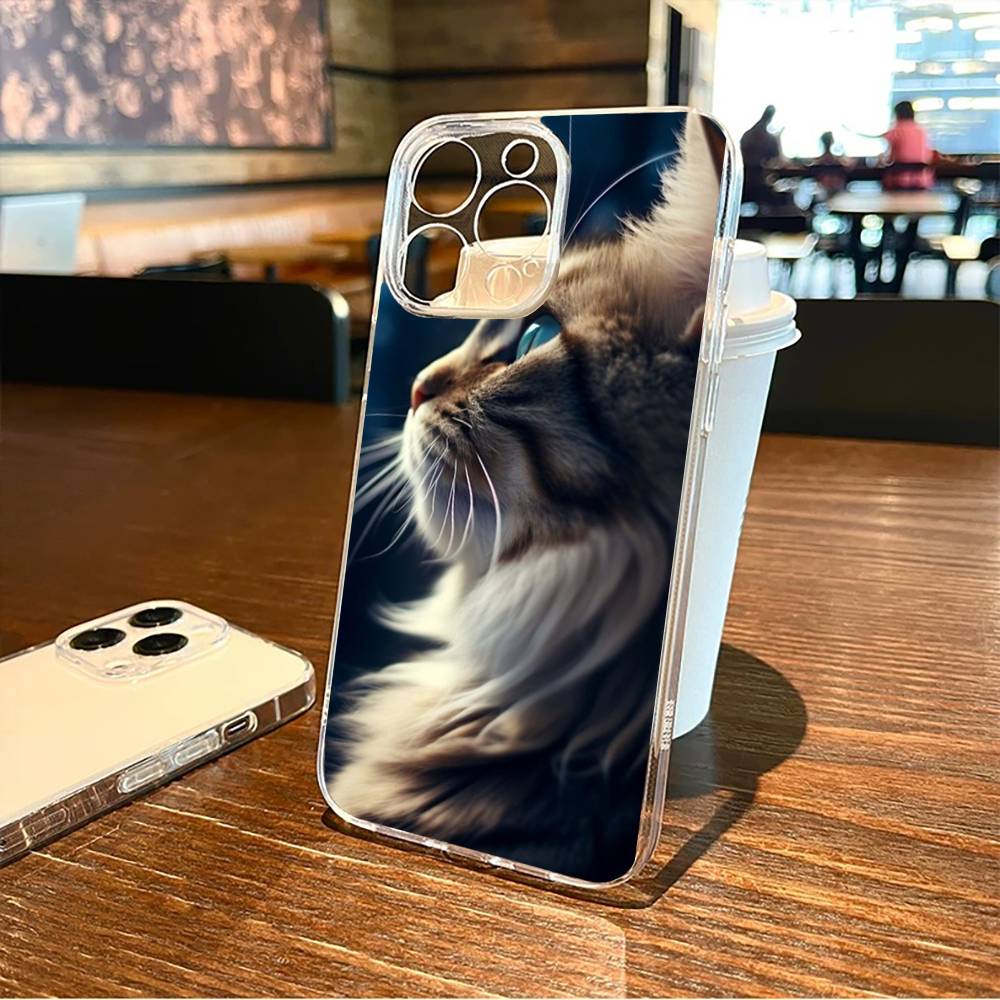 

The cat s side face focuses on the face Phone Case For iPhone17,16,15,14,13,12,11 Plus,Pro Max Soft Transparent Cover iPhone14Pro