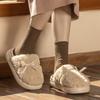 Neue flauschige Hausschuhe Winter Indoor Zuhause Samt warm dicksohlig rutschfest Schleifenschuhe Baumwollhausschuhe