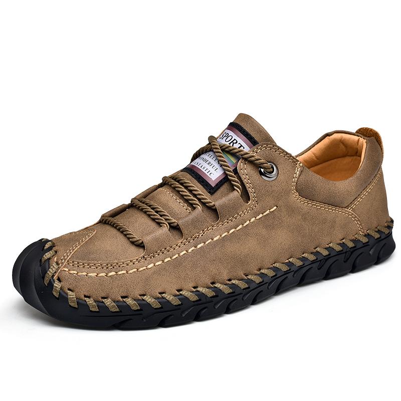 

Мужская кожаная обувь ручной работы, повседневная кожаная обувь, мужские лоферы, удобная прогулочная обувь для вождения, мокасины, мужская обувь на плоской подошве 38 хаки