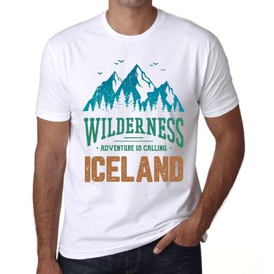 Maglietta vintage da uomo Maglietta grafica Wilderness Islanda bianca