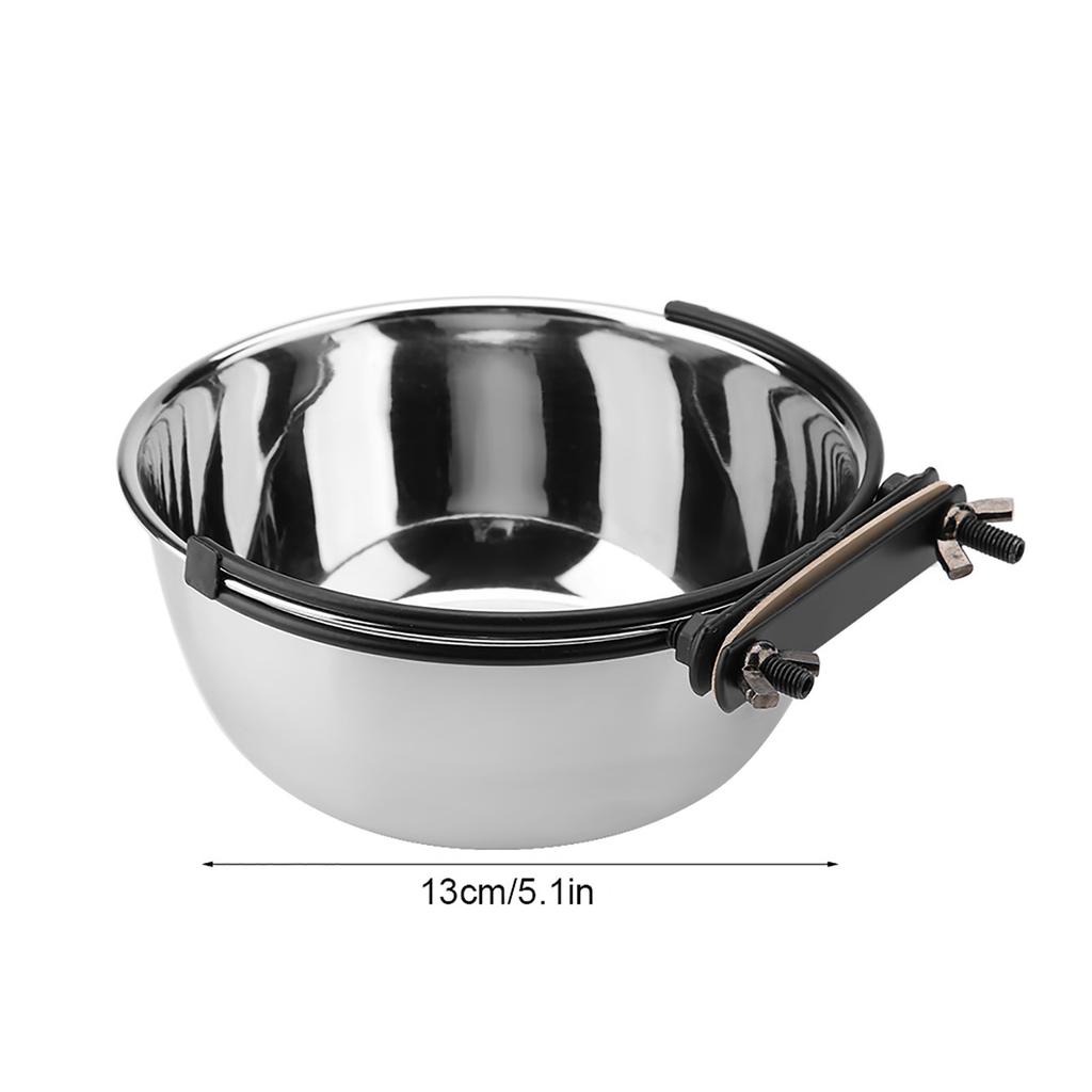 Stainless Steel ing Food Water Bowl Feeder for Cat Pet Dog Puppy Crate Cage (S)
