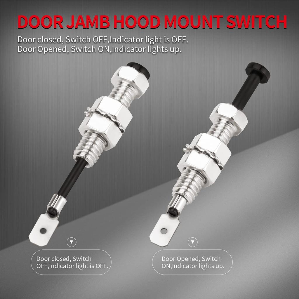 DaierTek Door Pin Switch Car Hood Jamb Auto Alarm Security Adjustable Momentary ON Off 12VDC 20A for Automotive Trunk - 3Pcs