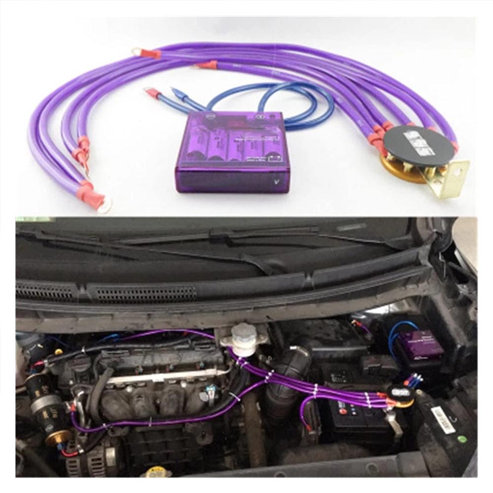 Auto Voltage Stabilizer Universal Car Fuel Saver Voltage Stabilizer Regulator Ground Wires 10mm 8 Point Octagon 6 In 1 Battery