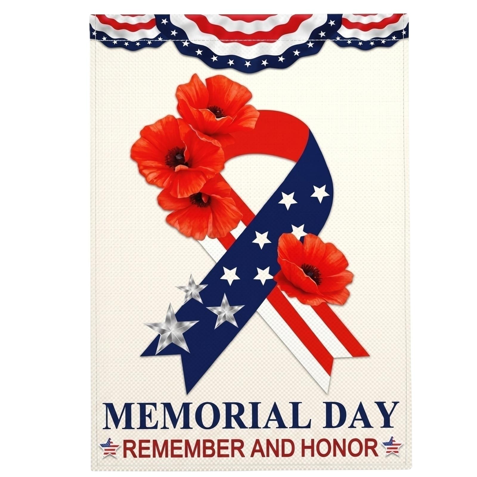 

Polyester Triple Layer Double Sided Printed Garden Flag with Light Blocking Fabric for Memorial Day Decoration Outdoor Use One Size