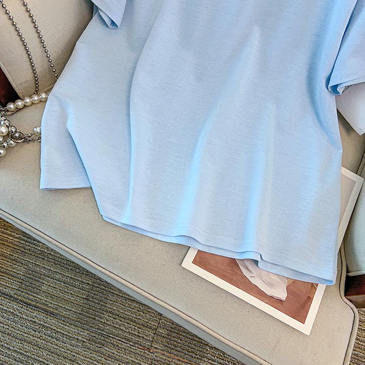 2026 Summer Plus Size Women's Solid Color Slimming Short Sleeve Top - Round Neck, Loose Fit