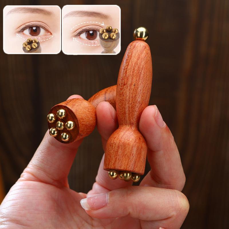 Lotus Seedpod Beauty Professional Brass & Rosewood Facial Gua Sha Tool Eye Relaxation Spot Meridians Acupoint Massage Handheld