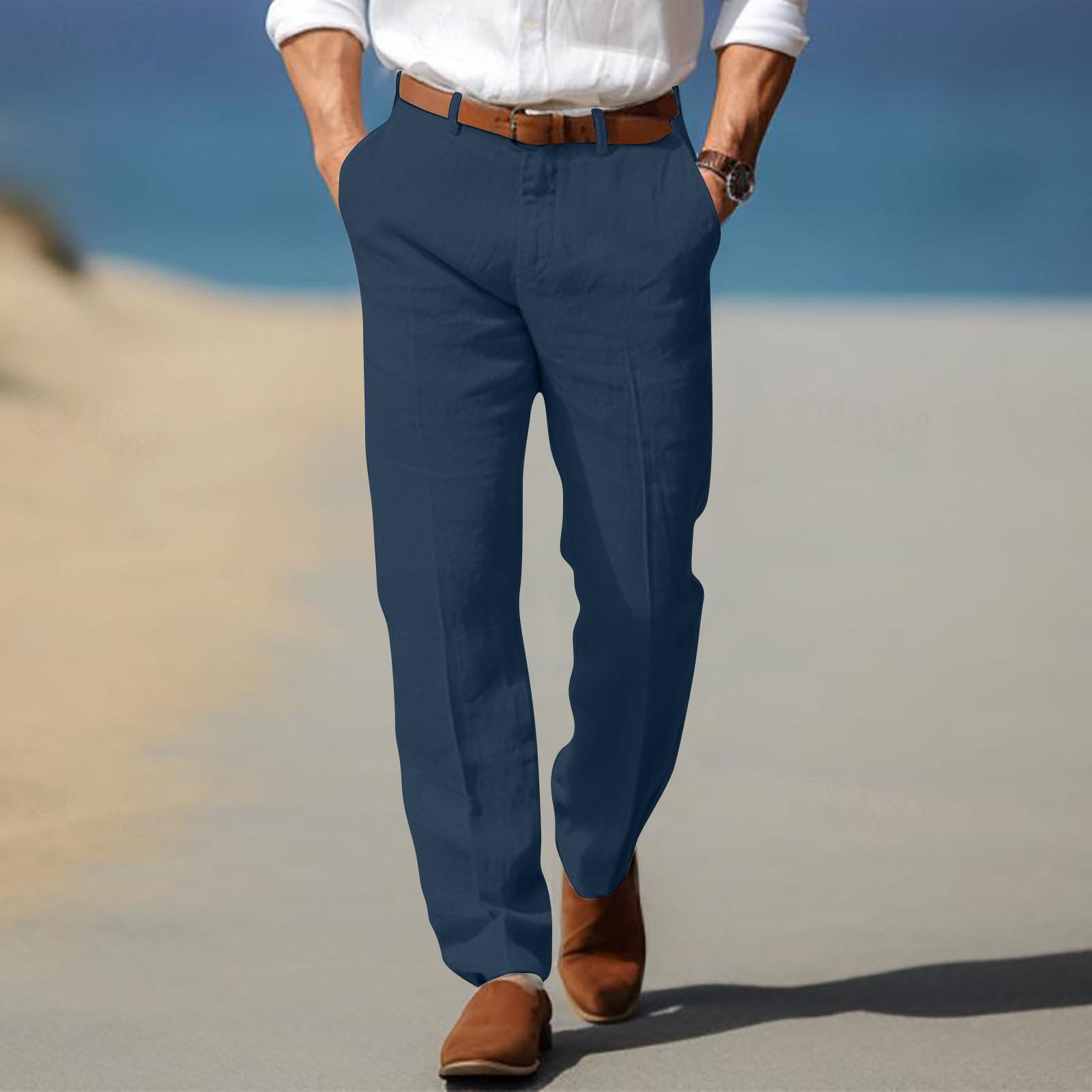 

Men s Overalls Drawstring Multi Pocket Casual Pants Hiking Pants Cotton Twill Pants M темно-синього кольору