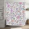 Pink Floral Shower Curtain Set for Bathrooms Decor Bathroom Shower Curtains Waterproof Washable Flower Print Home Decor Gift Siz