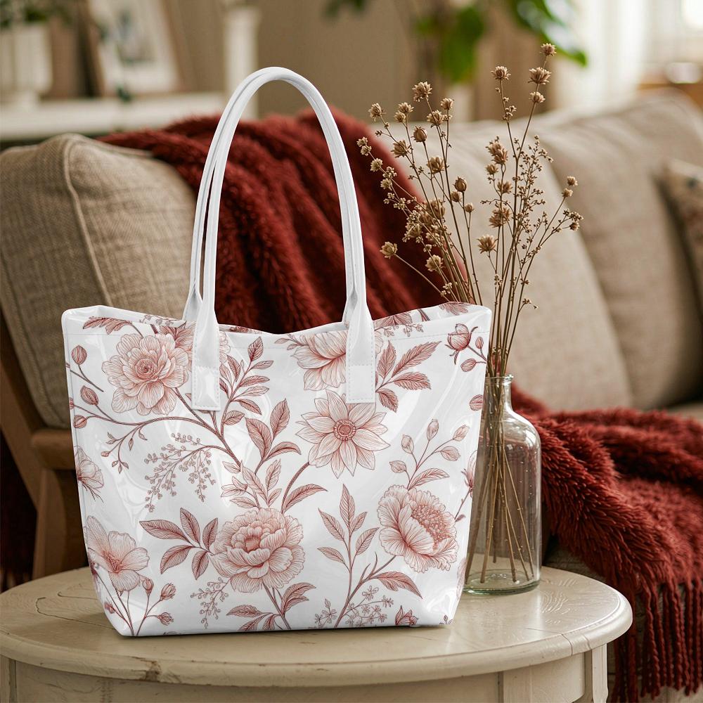 Elegant Floral Printed Tote Bag Fashion Casual Daily Shoulder Bag for Ladies Outdoor Shopping Commuting Use