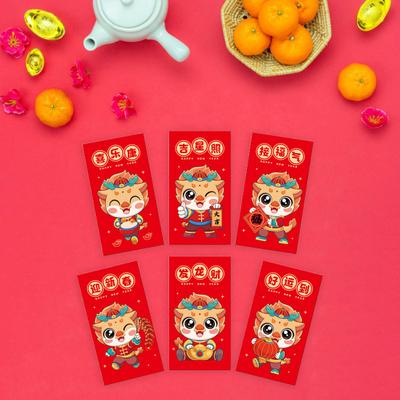 6Pcs Red Envelope Festive Dragon Year Red Envelopes Traditional Lucky Money Pockets for New Year Gifts