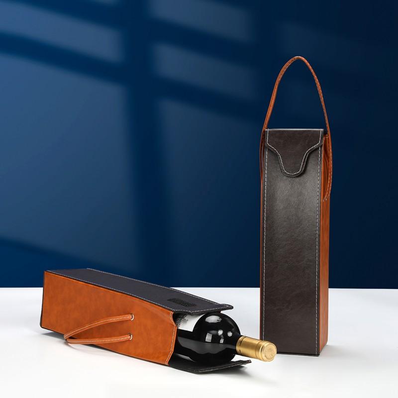 

Red Wine High-End Packing Bag Box Exquisite Gift Portable Leather Bag Single Double Handle Champagne Bottle Packaging Boxes as picture