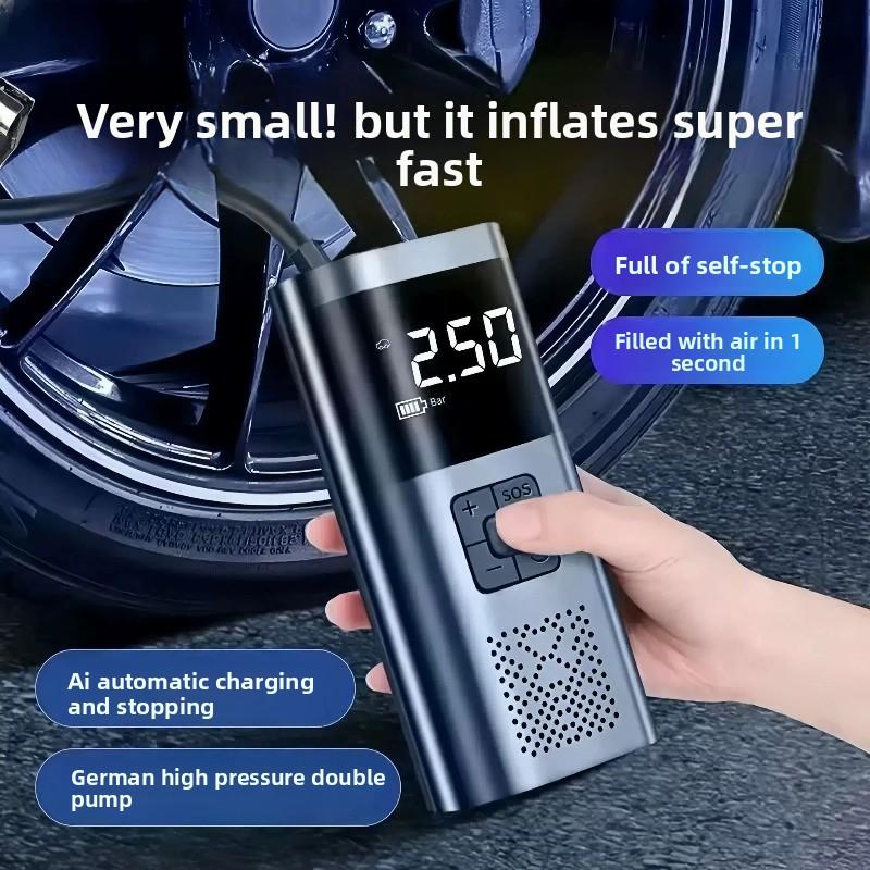 Arrancador de coche con compresor de aire portátil 12V batería de emergencia multifuncional