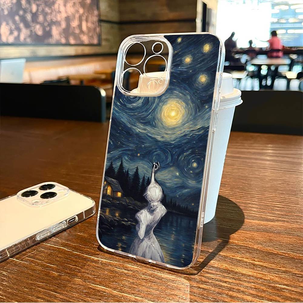 Oil Painting In the Style of Van Gogh Phone Case For iPhone17,16,15,14,13,12,11 Plus,Pro Max Soft Transparent Cover