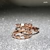 18k Rose Gold Diamond-Set Snake Bone Ring with White Mother-of-Pearl Inlay - Women's Chic Index Finger Jewelry