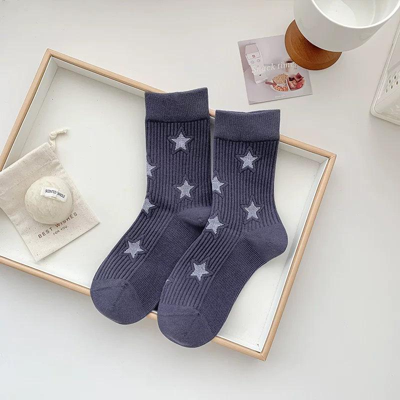 

Women s Boneless Mid-calf Cotton Socks, Five-pointed Star Socks, Personalized, Versatile and Fashionable Long Calf Socks 1 pair