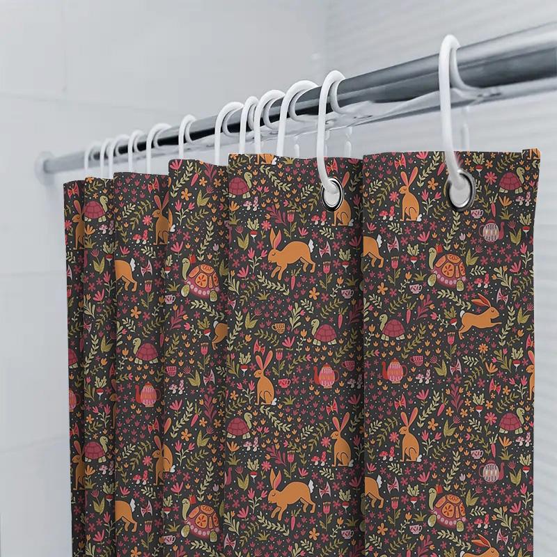 Floral Shower Curtain Botanical Nature Pattern Waterproof Fabric Bathroom Decor Vintage Farmhouse Rustic Home Decor Washable Lin