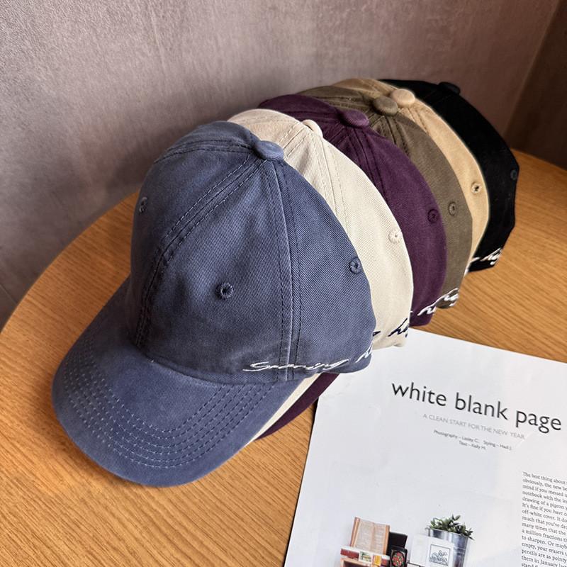 Cotton Embroidered Breathable Letter Cap With Wide Brim Sunshade Sports Outdoor