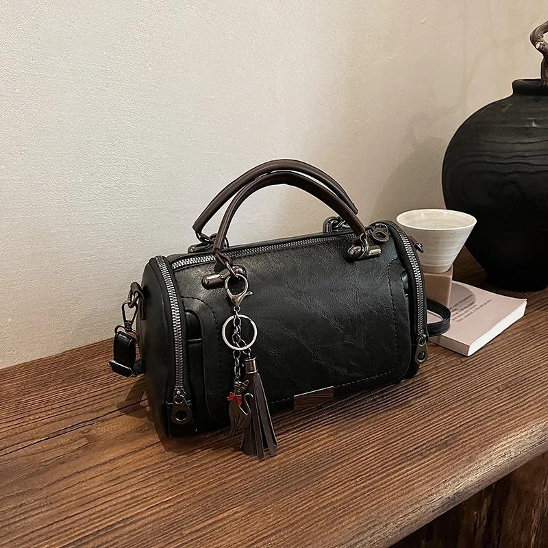 Tassel Decor Handbag Women Large Capacity Shoulder Bags Fashi Zipper Ladies Crossbody Bag With Removable Strap