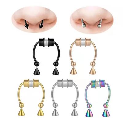 Nerezová ocel Punk Nepropichující klip do nosu Magnet do nosu Prsten Náušnice na rty Hřebík na rty Podkova Prsten do nosu Módní piercing Šperky