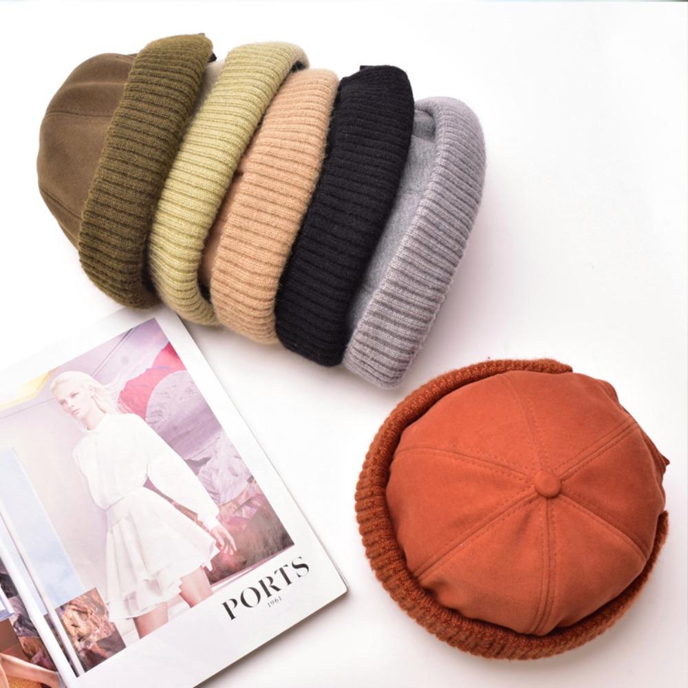 

Вязаная шляпа из кожи дыни, однотонная универсальная шляпа, новая универсальная кепка в стиле хип-хоп