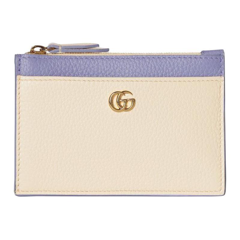 Gucci Double G Light Gold Hardware Leather Key Case Women's Ivory and Lilac