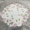 Embroidered Flower Placemat, Round Floral Coaster Placemat, Heat Resistant Table Protector Mat for Dining Table Cup Vase Wedding Party Decoration