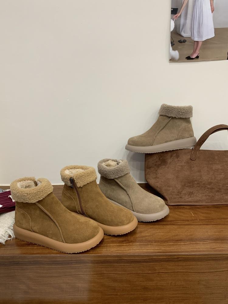 Retro short boots 2025 new soled velvet cotton shoes autumn and winter new warm snow boots