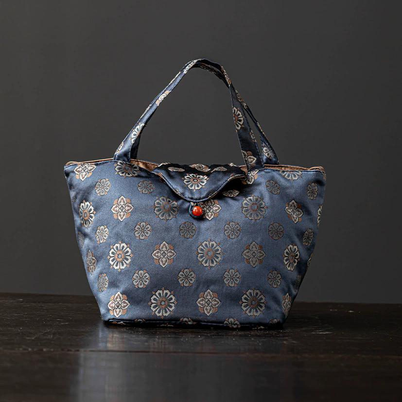 Vintage Zen Style  Tea Set Storage Bag, Large Capacity Waterproof Portable Travel Camping Organizer for Teapot Cups Accessories