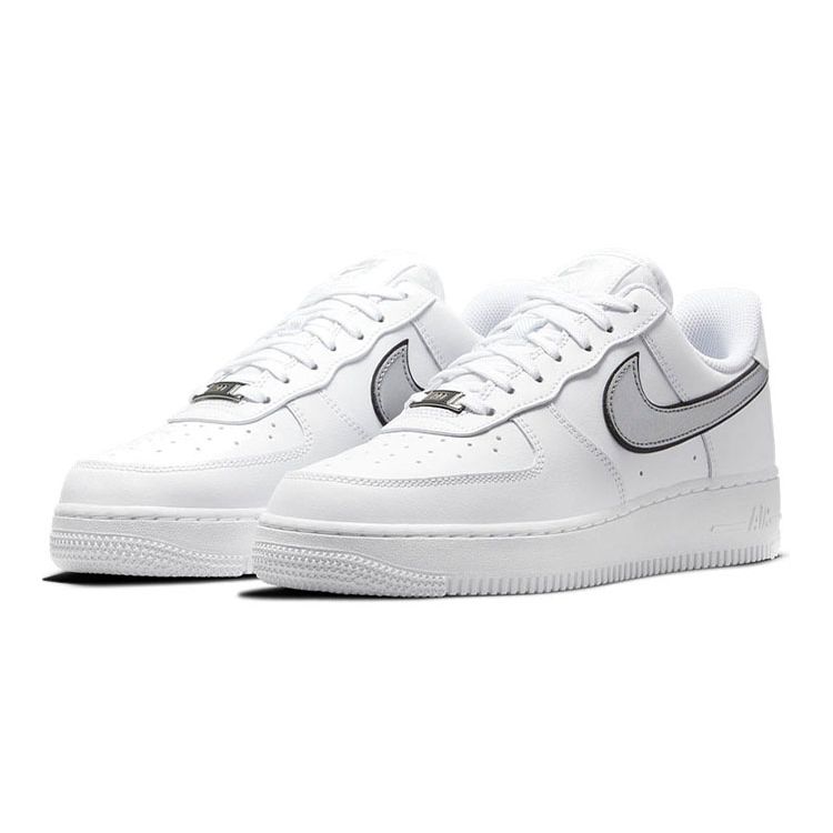 Nike  Air Force 1 07 Essential White Metallic Silver Women Sneakers Black DD1523-100