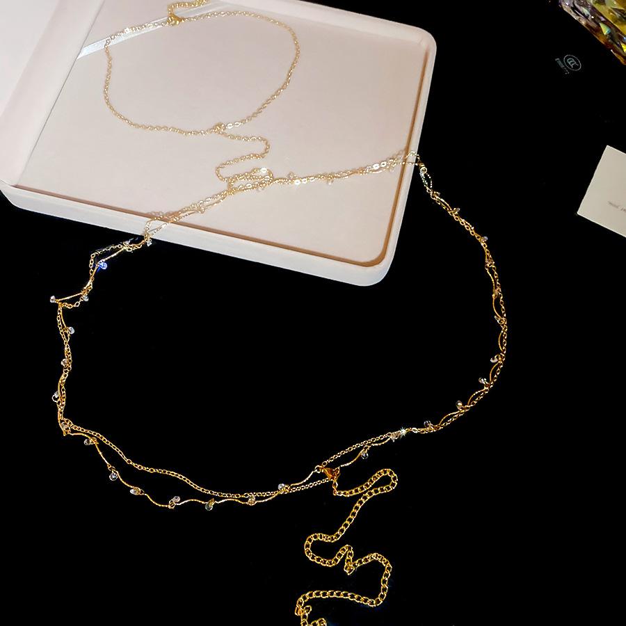 Luxury Zircon Beaded Tassel Body Chain Necklace for Women - European & American Style