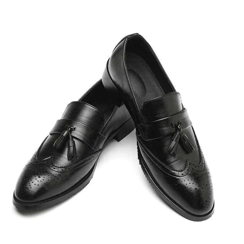 Big Size 37-48 Men Leather Loafers Brand Shoes Classic Tassel Brogue Mans Footwear Formal Shoes Casual Bullock Shoes 886