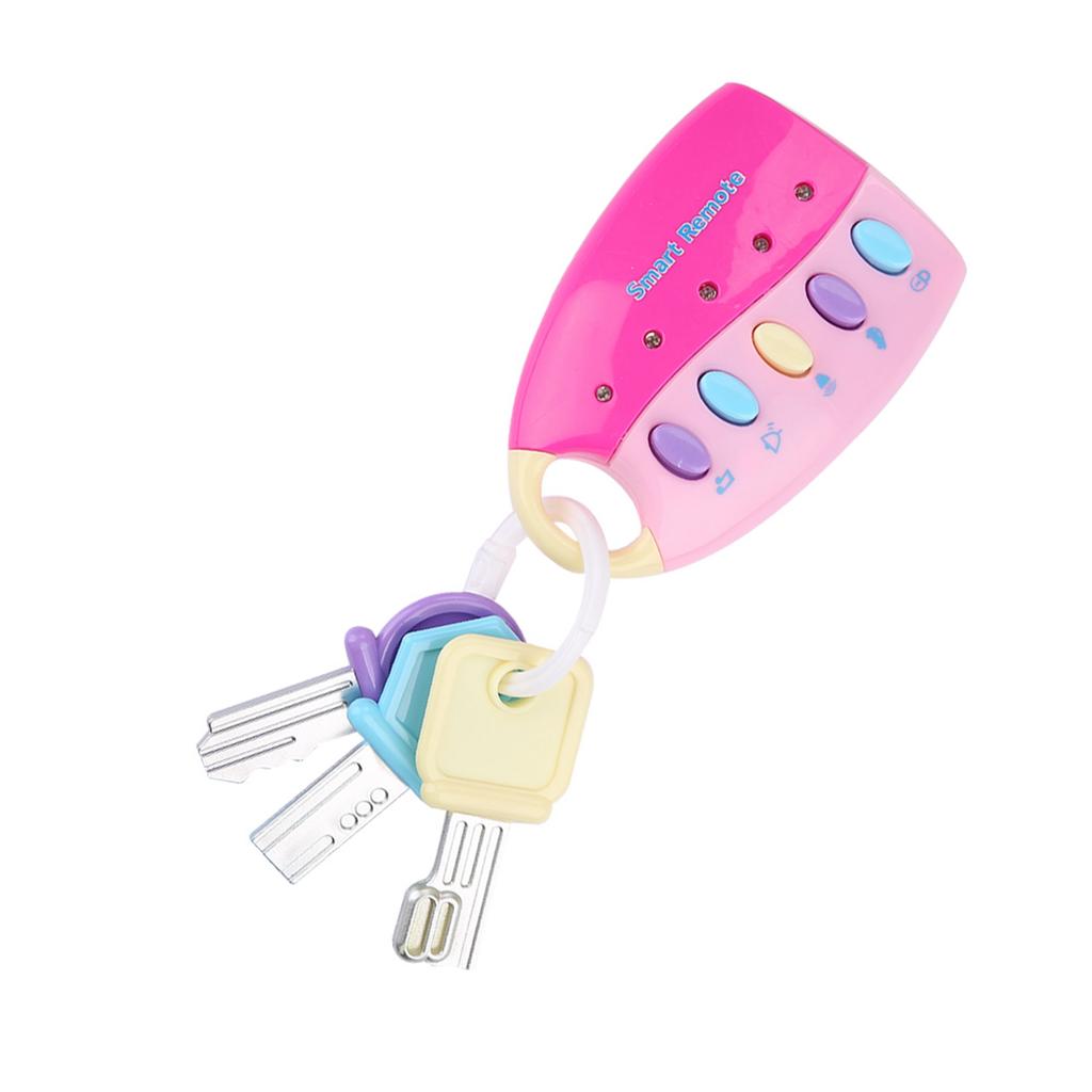 Simulated Car Key Lock Toy Remote Controller with Light Music Children Early Educational ToysPink