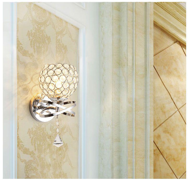 Modern Minimalist LED Crystal Wall Lamp - Energy-Saving Warm Lighting for Bedroom & Living Room