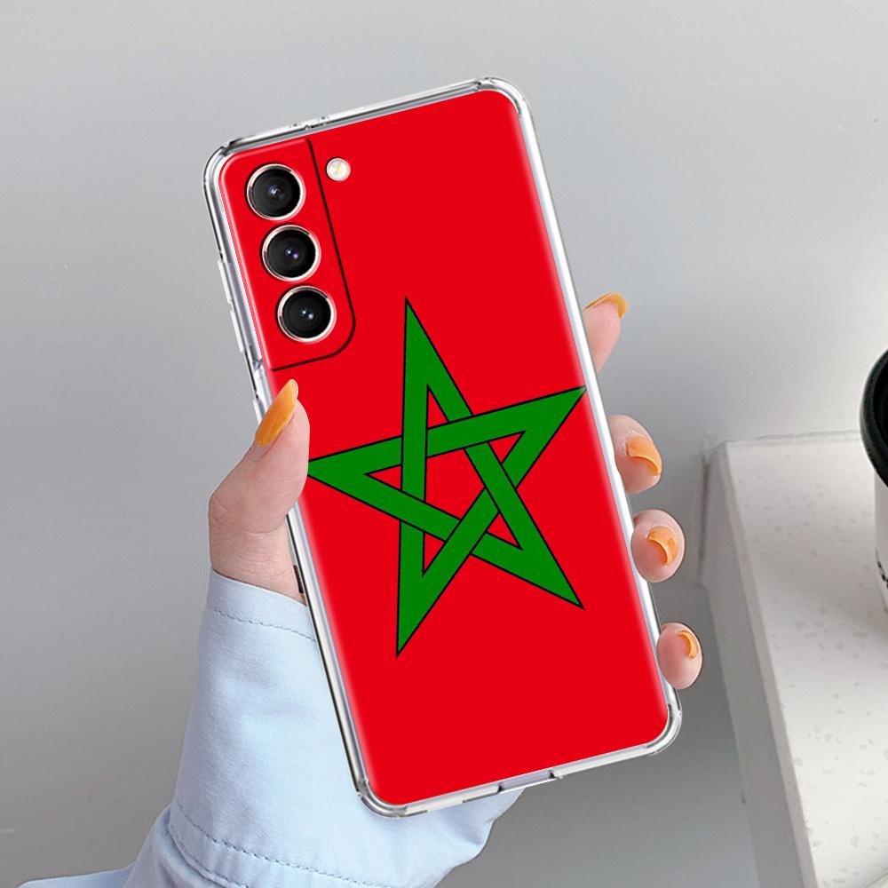 Phone Case For Samsung Galaxy S26 S25 S24 S23 S22 Ultra S20 S21 FE 5G Plus Soft Clear Cover Morocco Flag Soccer