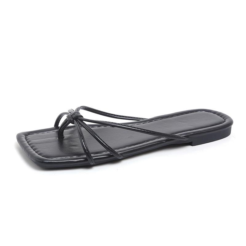 

Wear versatile flip-flops square toe slippers women s summer new sexy flat-bottomed cool slippers 43 чорний
