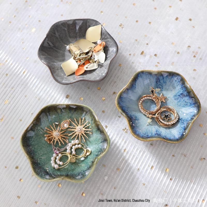 Japanese Kiln-Glaze Ceramic Jewelry Display and Sushi Sauce Dish