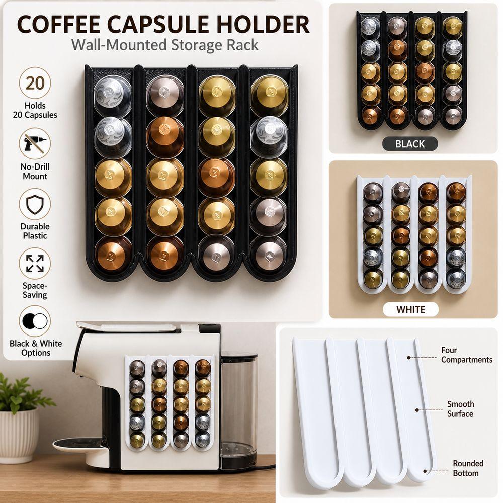 Wall Mounted Coffee Capsule Holder Cabinet Mounted Coffee Capsule Organizer Kitchen Storage
