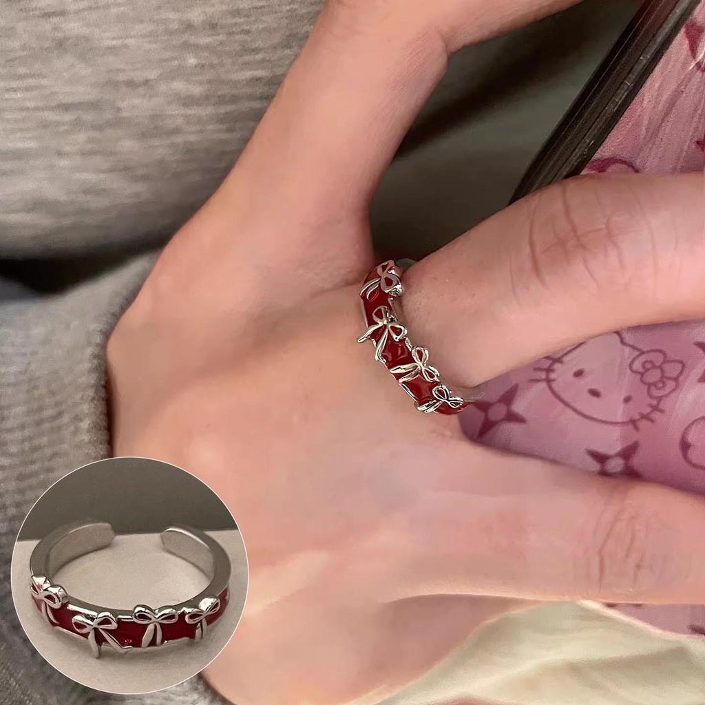 Bunter Drip Glaze Geometrischer Versilberter Offener Fingerring im Vintage-Stil für Damen