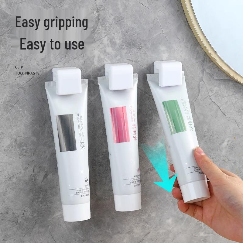 Punch-Free Wall-Mounted Toothpaste & Cleanser Clip Holder